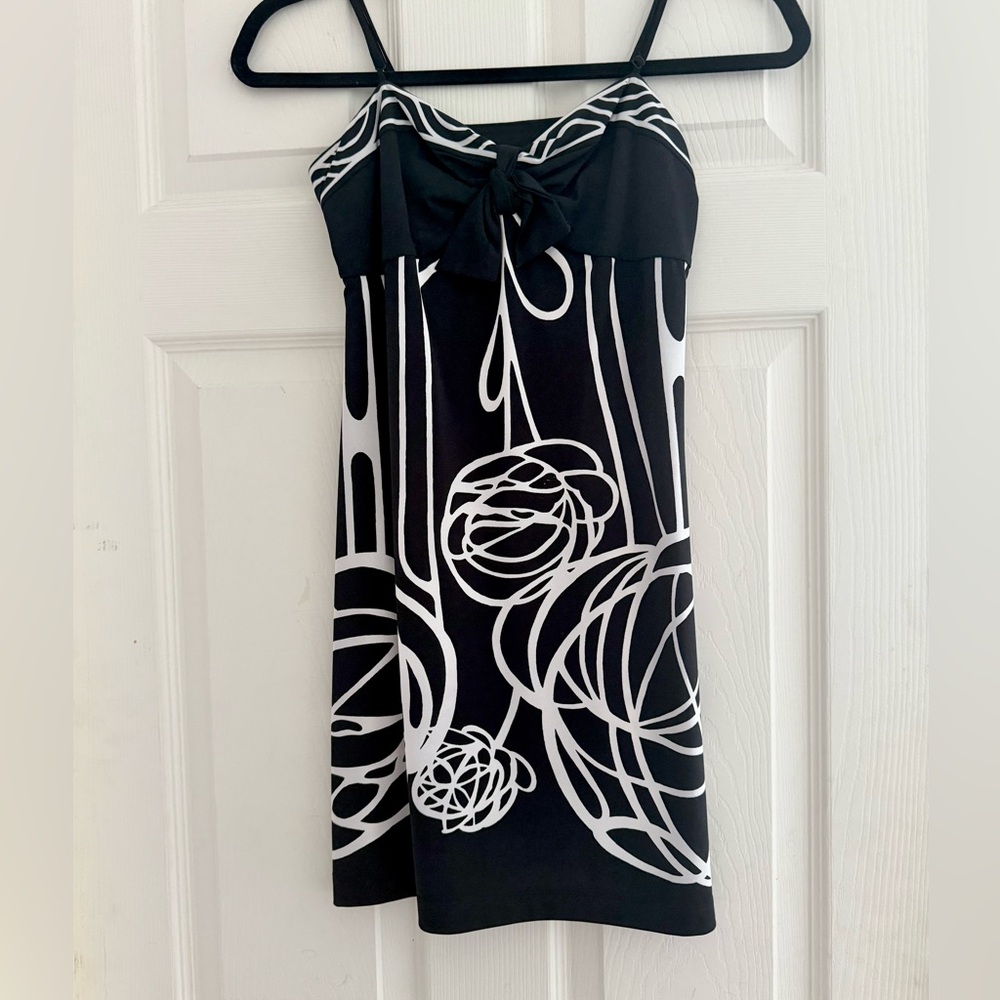 BCBGMaxAzria Vintage Black & White Bow Mini Dress